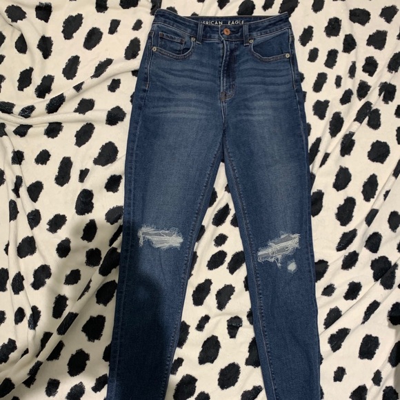 American Eagle Outfitters Denim - American Eagle, navy ripped stretch jeans.
